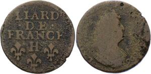 O2821 Rare Liard de France Louis XIV 1696 H La Rochelle ->Make offer