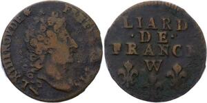 O2824 Rare Liard de France Louis XIV 1715 W Lille ->Make offer