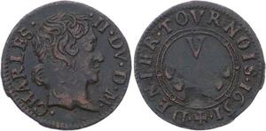 O2865 Dombes Denier Tournois Gaston d'Orléans 1651 Trévoux Quasi SUP !!