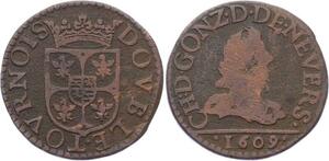 O2883 Rare Arches-Charleville Double Tournois Charles I OF Gonzague 1609