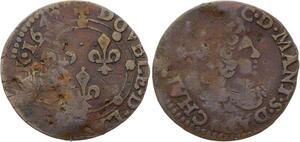 O2899 Rare Ardennes Arches Charleville Double Tournois Charles II Gonzague 1642