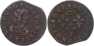 O2912 Rare Dombes Double Tournois Gaston d'Orléans 1641 Trévoux ->Make offer