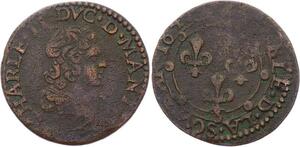 O2914 Rare R2 Arches Charleville Double tournois Charles de Gonzague 1642