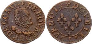 O2919 Rare Château-Regnault Double Tournois François de Bourbon type SUP