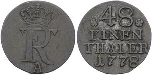 O2935 German States Prussia 1/48 Thaler Einen Thaler Friedrich II 1778 ->Make offer