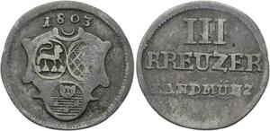 O2944 Rare German States Lowenstein III 3 Kreutzer 1803 Dominik Constantin
