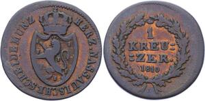 O2946 German States Nassau Friedrich August und Friedrich 1 Kreuzer 1810 L