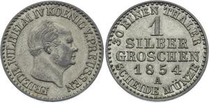 O2948 German States 1 Groschen Friedrich Wilhelm IV 1854 Silver AU ++