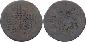 O2950 German States Saxe-Weimar-Eisenach 1 1/2 Pfennig Friedrich III 1752 ->Make offer