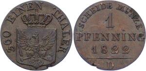 O2978 Germany Brandenburg Prussia Pfenning Friedrich Wilhelm III 1822 D AU