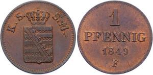 O3021 Germany Saxony 1 Pfennig Friedrich August II 1849 F KM# 1155 UNC !!
