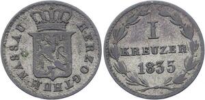 O3026 Germany Nassau 1 Kreuzer Wilhelm 1835 KM# 56 ->Make offer