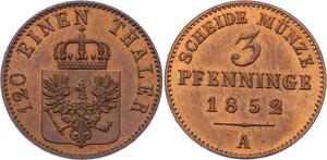 O3034 Germany Prussia 3 Pfenninge Friedrich Wilhelm IV 1852 KM#453 FDC BU