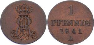 O3036 Germany Hannover 1 Pfennig Ernst Augst 1841 A KM# 173.1 AU SUP