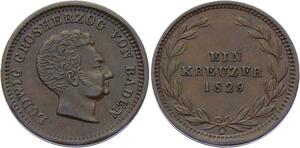 O3041 Germany Baden 1 Kreuzer Ludwig I 1829 KM# 189 ->Make offer