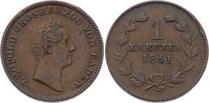 O3056 Germany Baden 1 Kreuzer Léopold I 1841 KM# 203 AU ->Make offer