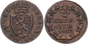 O3069 Germany Nassau 1/4 Kreuzer Wilhelm I 1822 KM# 42 AU ->Make offer