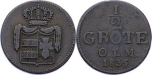 O3075 Germany Oldenburg 1/2 Grote Paul Friedrich August 1835 ->Make offer
