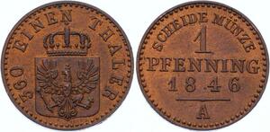 O3078 Germany Prussia 1 Pfenning Friedrich Wilhelm IV 1846 A KM# 451 BU