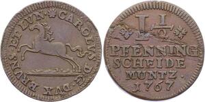 O3087 Germany Brunswick 1 1/2 Pfennig Karl I 1767 KM# 925 ->Make offer
