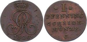 O3094 German States Hannover Pfenning George III 1820 C KM# 104->Make offer