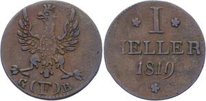 O3108 German States Frankfurt 1 Heller 1819 F GB KM#301 ->Make offer