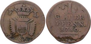 O3126 German States Hessen Kassel Schaumburg Pfennig Friedrich II 1780 KM# 35