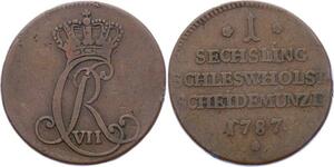 O3131 Scarce Germany Danish Schleswig Holstein Sechsling Christian VII 1787 KM#118
