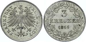 O3152 German States Frankfurt 3 Kreuzer 1856 UNC ->Make offer
