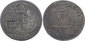 O3158 German States Württemberg 6 Kreuzer Friedrich I 1808 Silver ->Make offer
