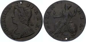 O3174 Scarce Great Britain 1/2 Penny George II 1746->Make offer