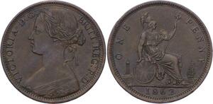 O3192 Great Britain Penny Victoria 1862 AU !! SUP ->Make offer