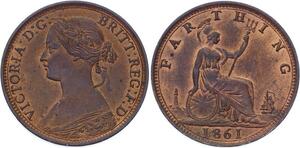 O3227 Great Britain Farthing Victoria 2nd portrait 1861 UNC ->Make offer