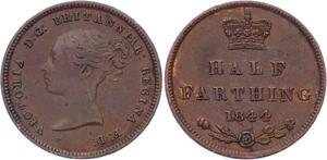 O3229 Great Britain 1/2 Half Farthing Victoria 1st portrait 1844 ->Make offer