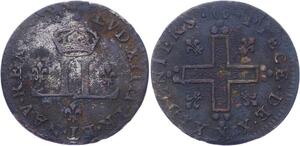 O3251 30 Deniers aux 2 L Couronnees Louis XIV 1710 AA Metz -> Make offer