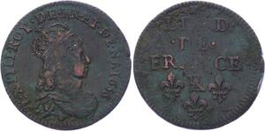O3266 Liard France Louis XIV 1656 K Bordeaux couronne 100% visible