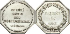 O3276 Rare Jeton Octogonal Louis-Philippe Nus propriétaires 1840 Argent