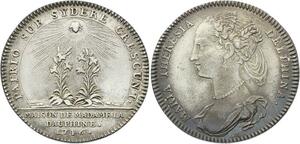 O3277 Rare Jeton Dauphiné Marie Thérère Spain 1746 deux lys soleil Argent