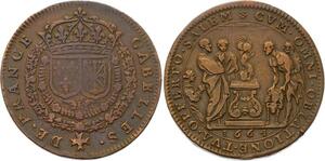 O3307 Rare Jeton Louis XIV Trésor Royal Gabelles France Sacrifice Agneau 1664