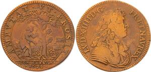 O3345 Rare R2 Jeton Louix XIV cravate Domaine Roi 1675 ->Make offer