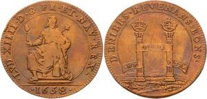 O3351 Rare Jeton Louis XIV Chambre Deniers Revenans 1658 Colonnes d'Hercule