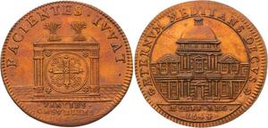 O3353 Rare Jeton Louis XIV Parties Revenus Casuels Façade Val-de-Grâce 1664 SPL