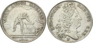 O3394 Jeton Louis XIV Trésor Royal Chambre Cyclope Forgeron 1712 Argent