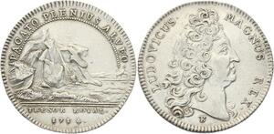 O3396 Jeton Louis XIV Chambre Trésor Royal Torrent Mont Lac 1714 Argent ->FO