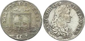 O3418 Rare Jeton Louis XIV Vérité Irrigation Puit 1667 Argent Superbe ->M offre