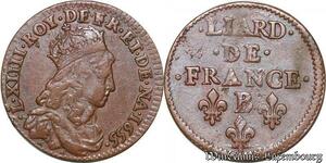 S7008 Louis XIV Liard au buste juvénile 1655 B Pont-de-l'Arche ->Faire Offre