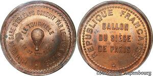 S7633 Finest 10 Centimes Balloon Essai Siège Paris TourVille 1870 PCGS MS64 GEM