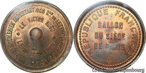 S7637 Finest 10 Centimes Balloon Essai Siège Paris Victor Hugo 1870 PCGS MS64