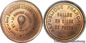 S7638 Finest 10 Centimes Balloon Essai Siège Paris Cavaignac 1870 PCGS MS66