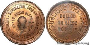 S7639 Finest 10 Centimes Balloon Essai Siège Paris Louis Blanc 1870 PCGS MS64